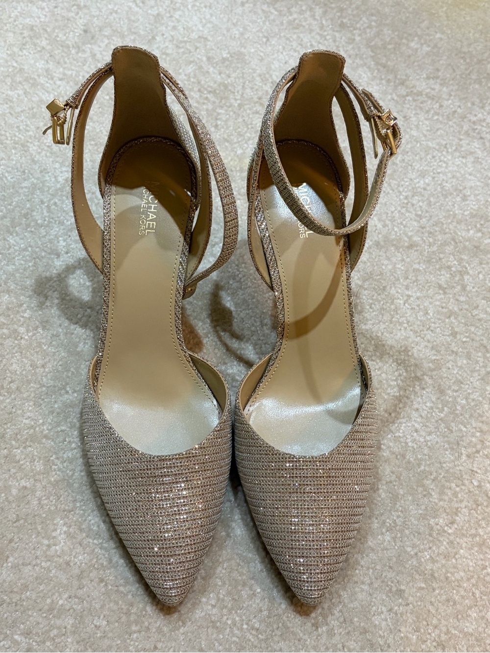 Michael Kors Women's Gold Pointed Toe Ankle Strap Heels